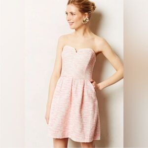 New Anthropologie Moulinette Soeurs Size 8 Pink Pasteque Tweed Dress Pockets